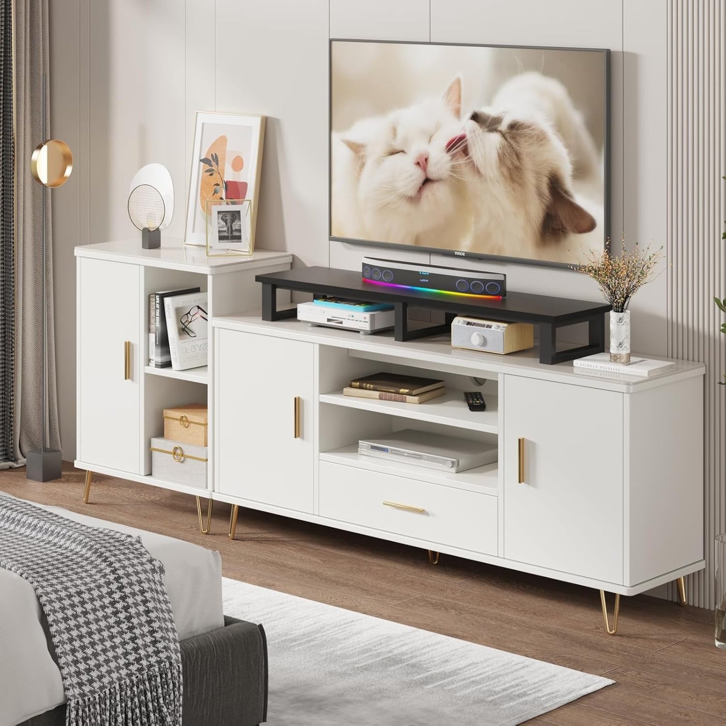 45" Large TV Riser for 32-60 Inch TV, TV Riser Stand Shelf with Steel Legs, Tabletop TV Stand Riser for Home Office,Black