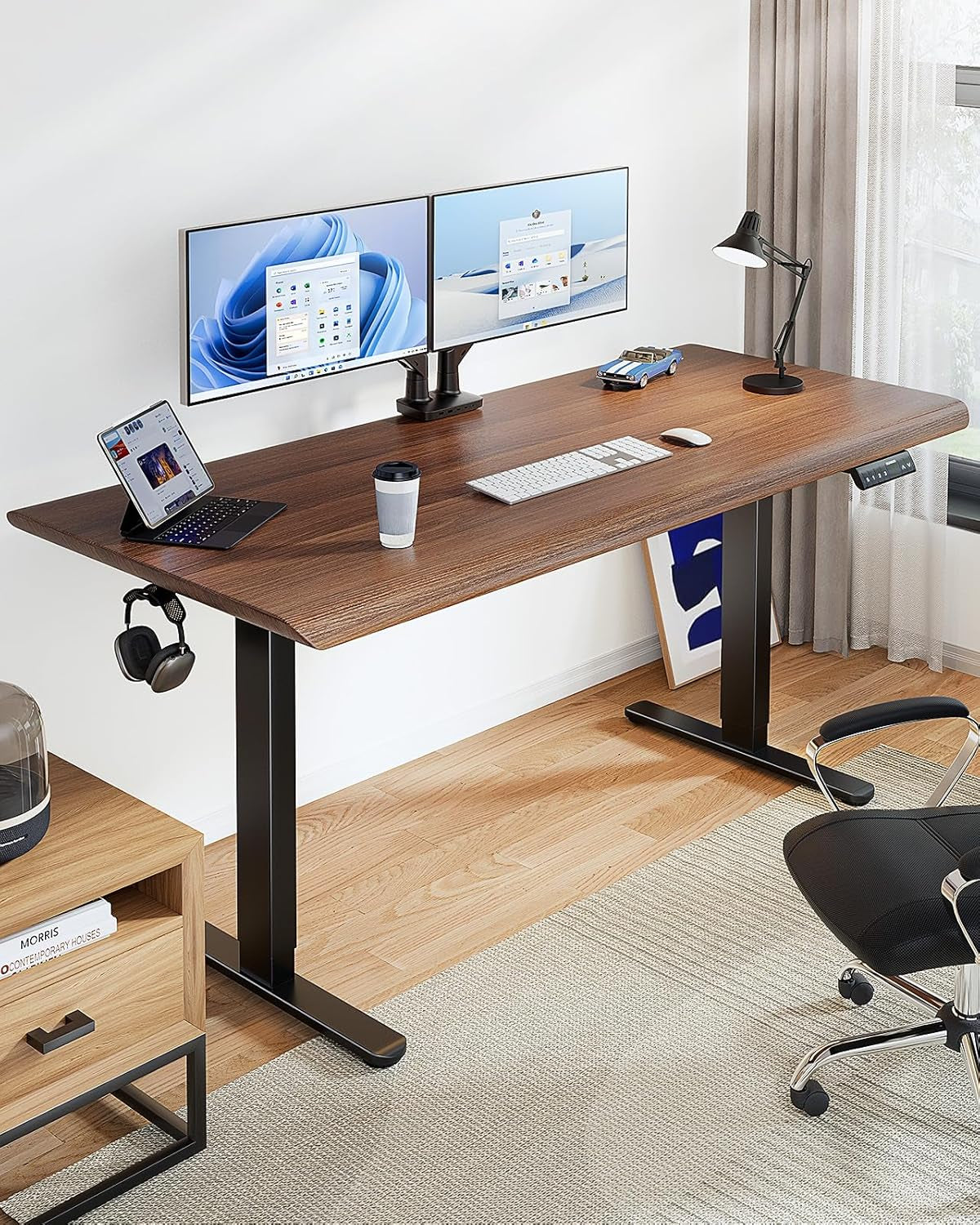 Electric Standing Desks Frame with 265 Lbs Dual Motor,Thick T-Shaped Desk Legs Made of Automotive Grade Steel,For Max 90″X31.5″ Desktop, Height Adjustable Desk Frame for Home Office, Frame Only