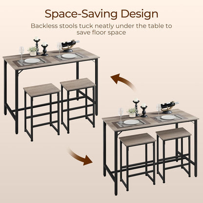 3 Piece Dining Table Set, 47.5" Industrial Pub Table Set, Counter Height Kitchen Table with Bar Stools Set of 2, for Small Space, Apartment