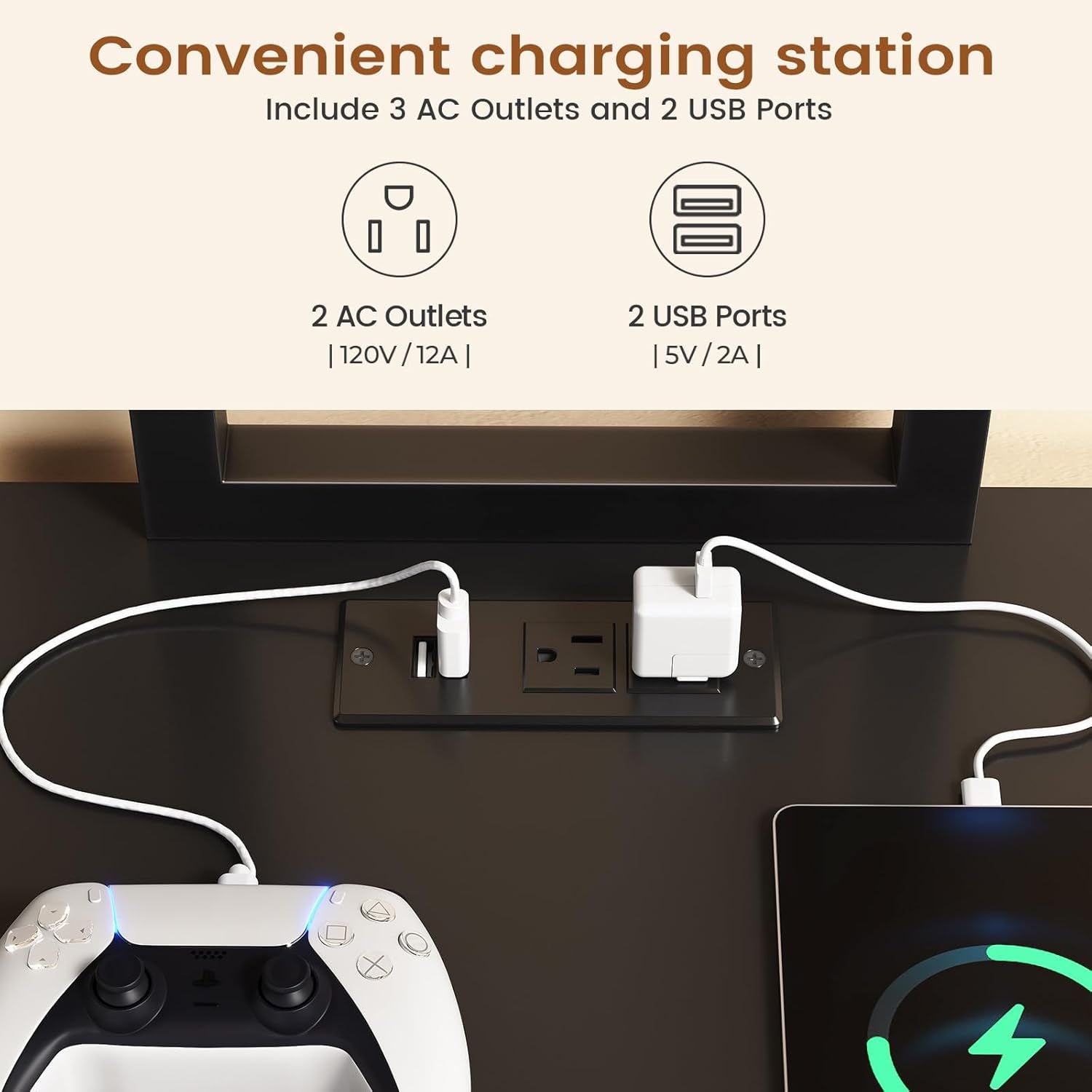 L Shaped Desk with Hutch and 3 Drawers, Convertible 94.5" Computer Desk with File Drawer, L Shaped Office Desk with Power Outlet, LED Lights, Storage and Pegboard for Home Office, Brown