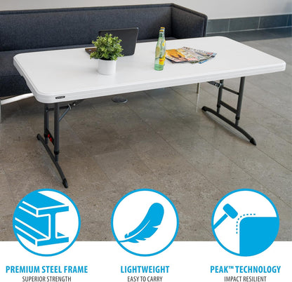 6-Foot Adjustable Height Nesting Table, Commercial, White Granite