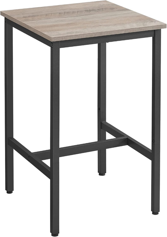Bar Table, Small Kitchen Dining Table, High Top Pub Table, Height Cocktail Table for Living Room Party, Sturdy Metal Frame, 23.6 X 23.6 X 36.2 Inches for Narrow Spaces, Greige and Black