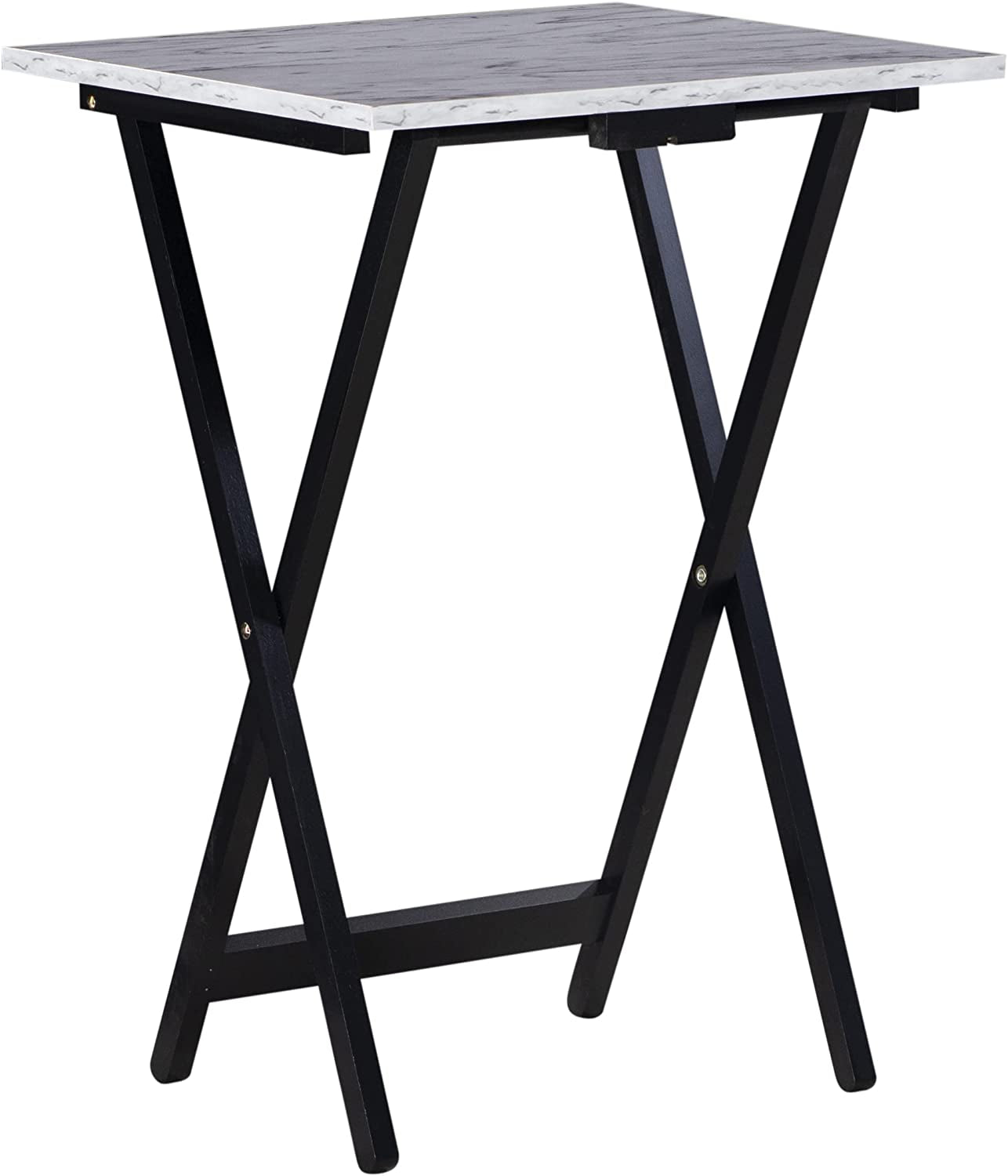 Tray Table Set, 15.75"D X 18.9"W X 26.38"H, White
