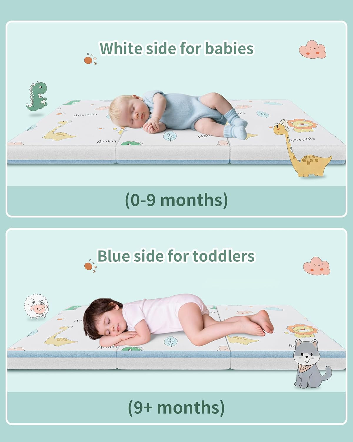 Trifold Pack and Play Mattress 38"X26" Pack N Play Mattresses for Baby Toddler, Portable Mini Crib Mattress for Playpen and Playard with Soft Breathable Waterproof Cover
