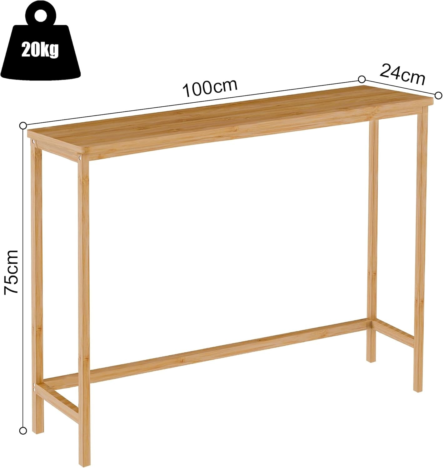 Console Table, Entryway Table, Narrow Sofa Table, 39" Bamboo Hallway Table for Entryway, Living Room, Bedroom, Foyer, Natural
