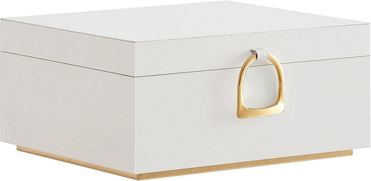 2-Layer Jewelry Box, Jewelry Organizer with Handle, Removable Jewelry Tray, Jewelry Storage, Floating Effect, 8.1 X 9.4 X 4.3 Inches, Gift Idea, White UJBC165W01