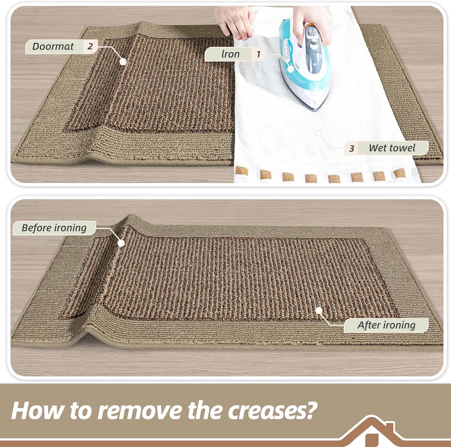 Indoor Door Mat 32" X 48", Dirt Trapper Door Mats Non-Slip Entryway Rugs Washable, Resist Dirt Absorbent Welcome Mat, Low Profile Floor Mats for Front Back Door and Entryway, Taupe