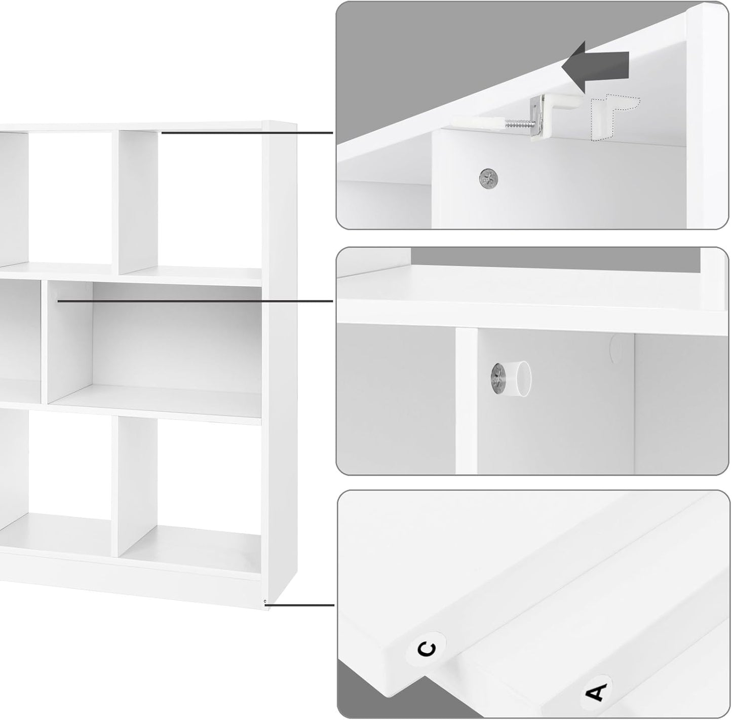 Bookcase, Bookshelf, Freestanding Storage Unit, 8 Open Compartments, Used Horizontally, Vertically, Upside Down, 11 X 35.4 X 39.4 Inches, for Living Room, Study, Office, Rustic Brown ULBC55BX