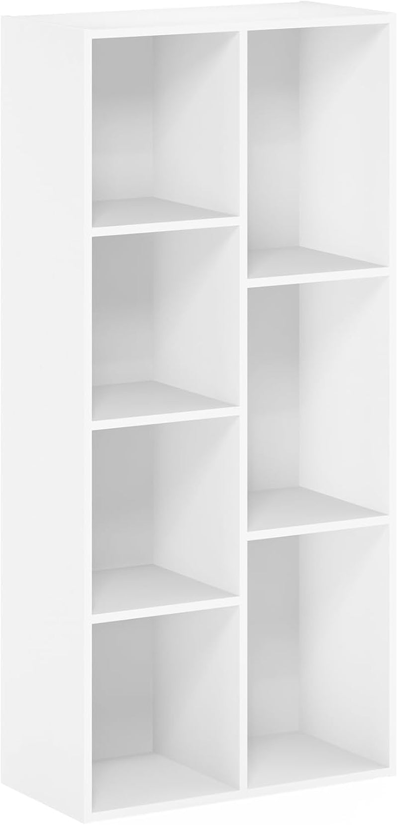 LUDER Book Shelf, 7-Cube Bookshelf, Bookcase with Open Shelves, 9.4 X 19.5 X 41.7, Easy Assembly, for Living Room, Bedroom, Home Office, Plain White