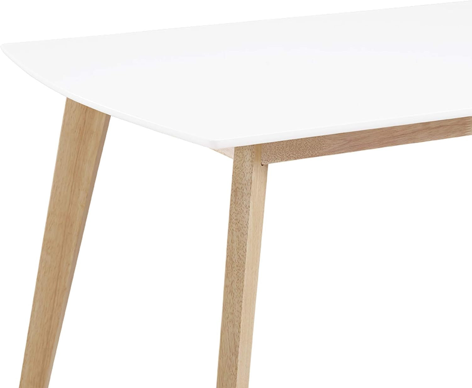 Mid Century Modern Wood Table Dining Room Kitchen Set Dining Chairs, 60 Inch, 6 Person , White and Natural
