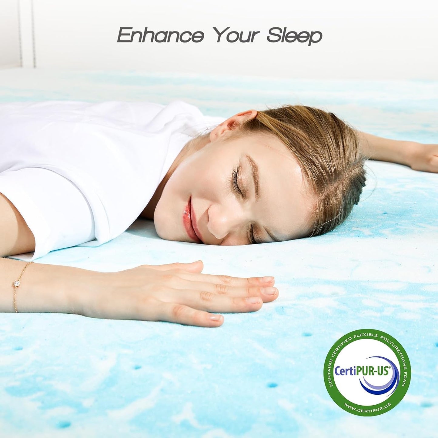 Mattress Topper Twin,3 Inch Thick Memory Foam Gel Infused Cooling Toppers Pad for Twin Size Bed, Sleeper Sofa, RV, Camper, Certipur US Certified, Ventilated and Breathable, Blue