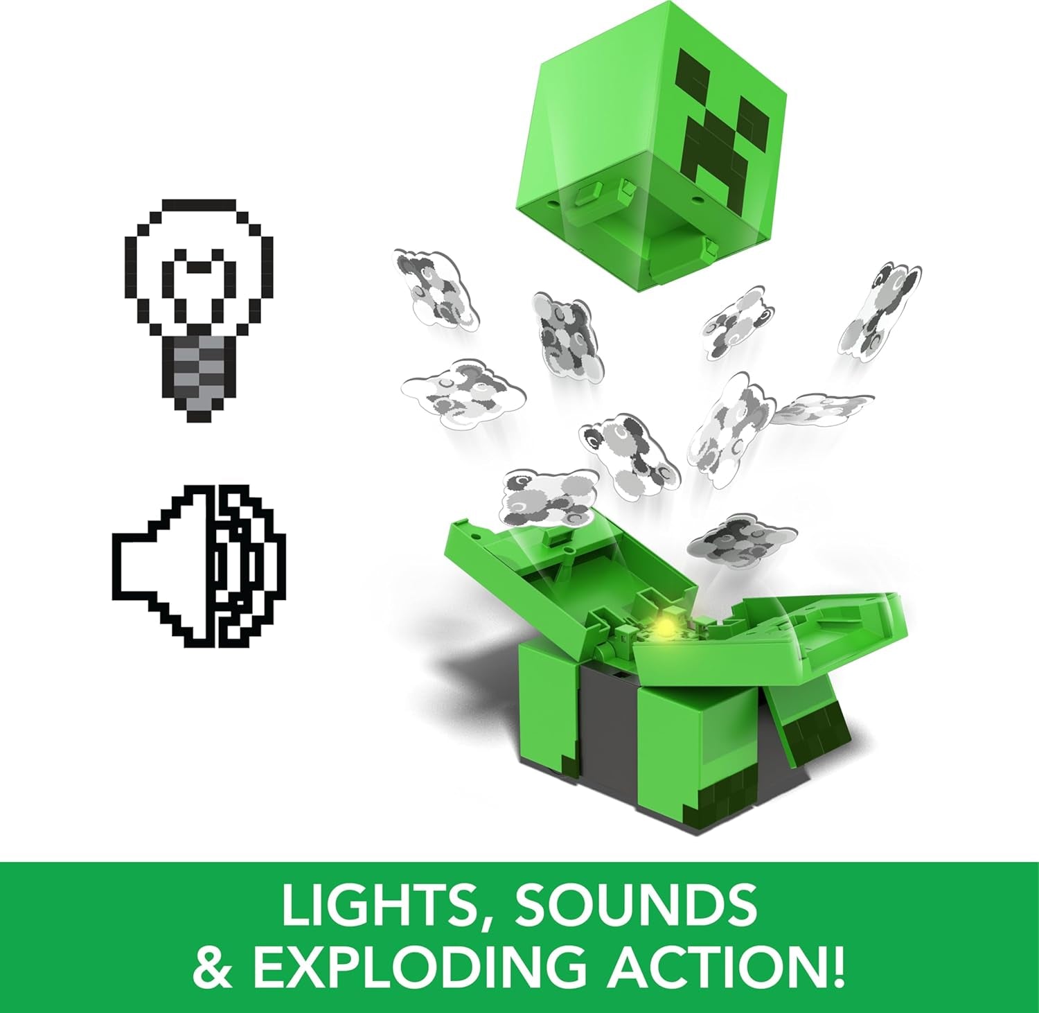 Minecraft Exploding RC Creeper with Lights & Sounds, 10 Explosion Particles, Game-Authentic Movement & DLC Code