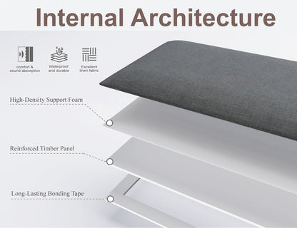 Peel and Stick Upholstered Wall Mounted Headboard Queen Size, 9 Panels Tufted Fabric Headboard,Wall Mounted Headboards, Interior Wall Panels for Bedroom, 10"X24" Dark Grey