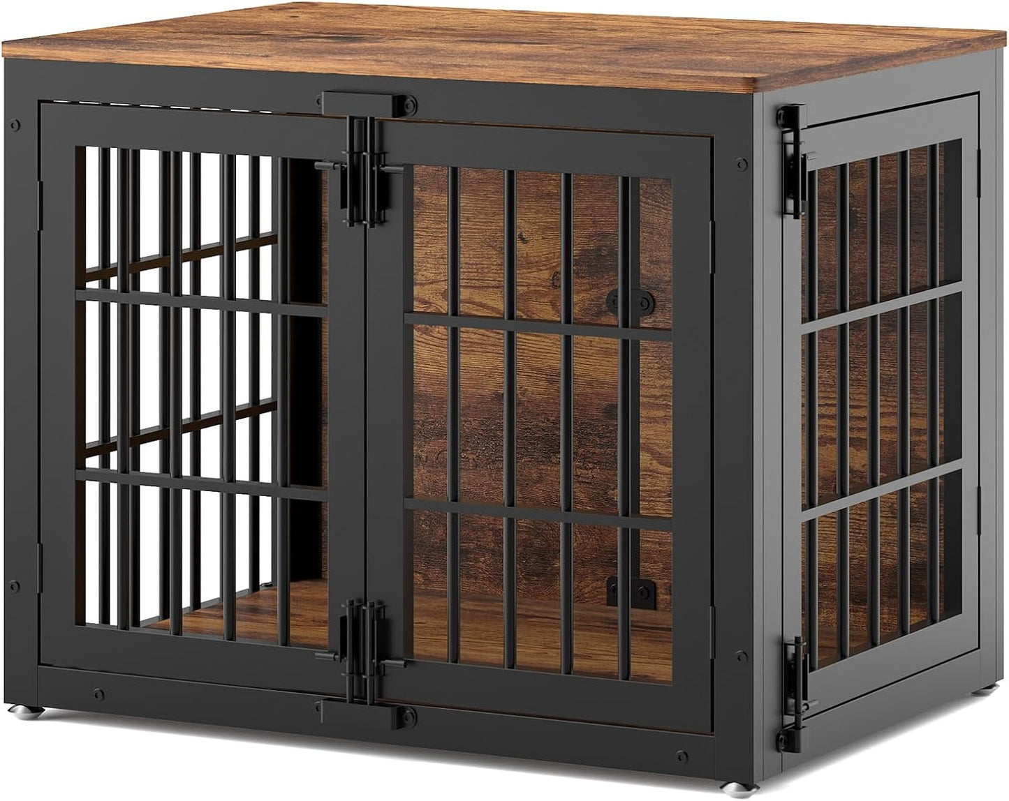 48" Heavy Duty Dog Crate Furniture, Wooden Dog Cage Kennel for Lrage and Extra Large Dogs, Dog Kennel Indoor with Side Door, Decorative Pet House End Table, Brown