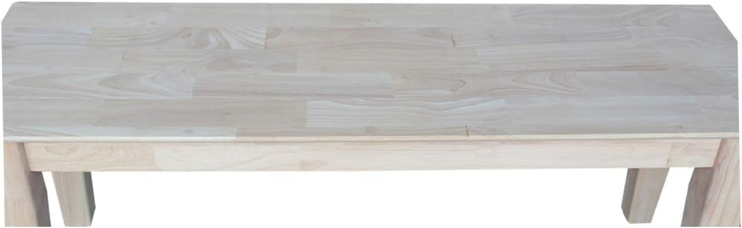 International Concepts Shaker Style Bench, 47-Inch Wide, Solid Parawood, Unfinished