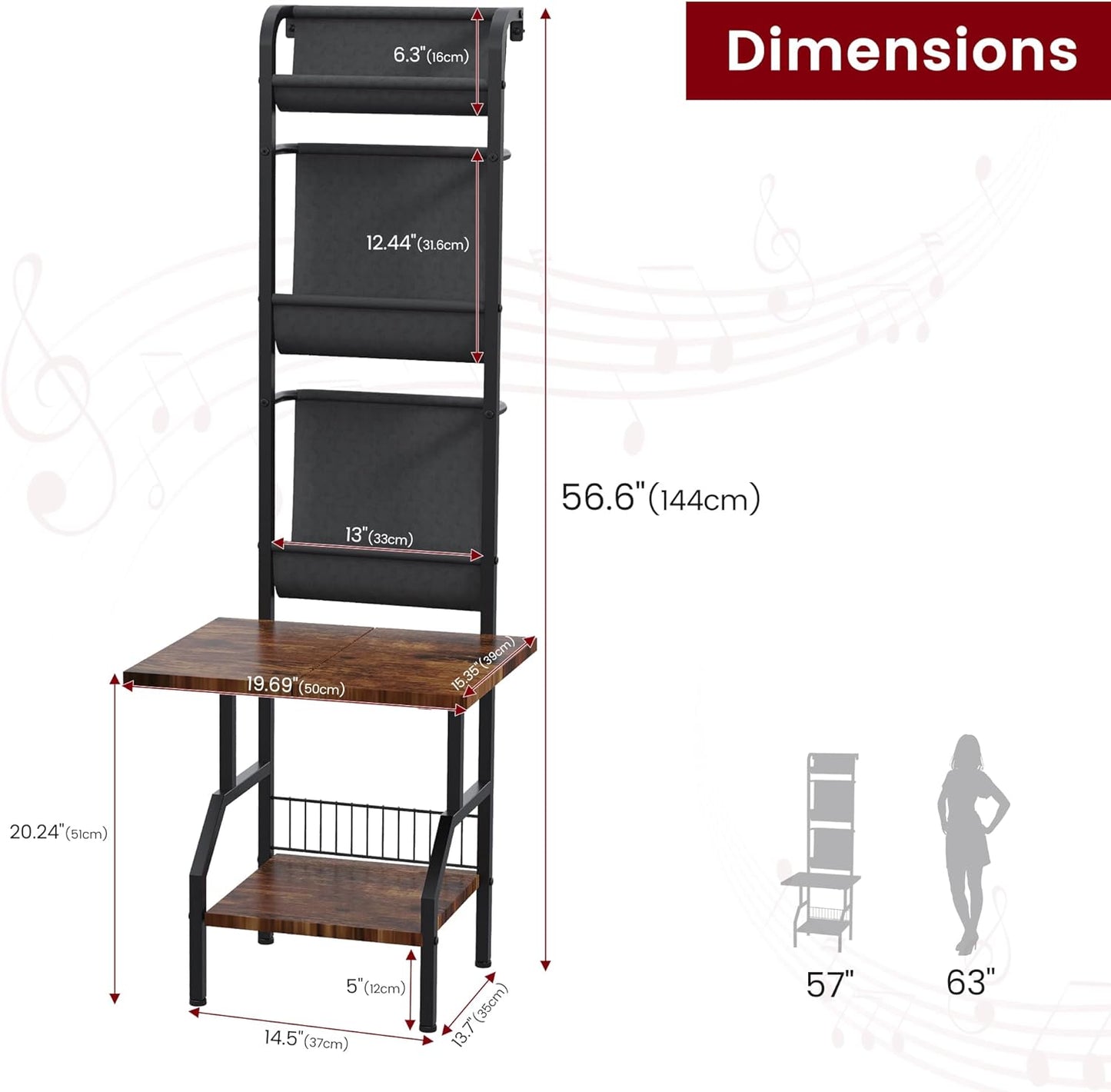 Record Player Stand with Vinyl Storage, Record Player Table Holds up to 200 Albums, 5-Tier Turntable Stand for Living Room, Rustic Brown