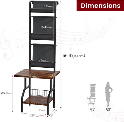 Record Player Stand with Vinyl Storage, Record Player Table Holds up to 200 Albums, 5-Tier Turntable Stand for Living Room, Rustic Brown