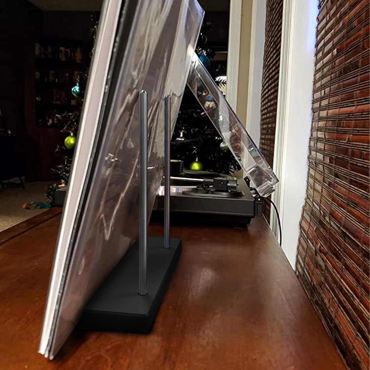 Tabletop Vinyl Record Holder - Display Now Playing, Holds Any Size Record - Doubles, Triple Gatefolds, Box-Sets (Black)