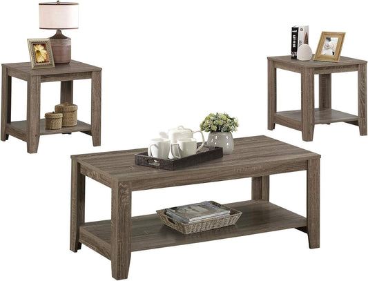 I 7914P Table Set, 3Pcs Set, Coffee, End, Side, Accent, Living Room, Laminate, Brown, Transitional