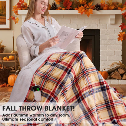 Heated Blanket Electric Throw, 50X60, Heating Throw with 10 Heating Levels & 8 Hours Auto Off, Plaid Checkered Sherpa Blanket Warmer for Adults, Farmhouse Home Decor for Couch Bed Office Gifts for Mom