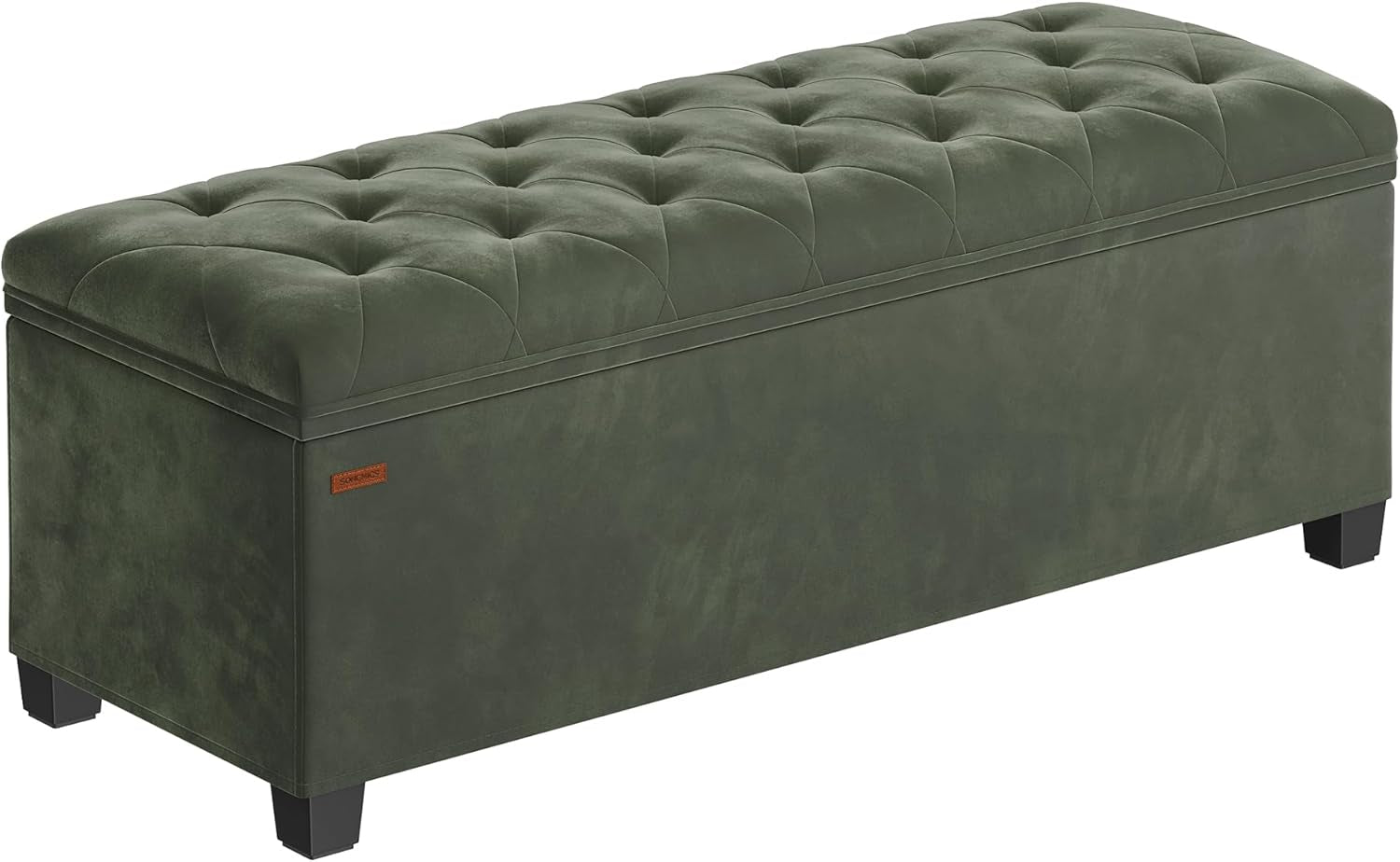 Velvet Storage Ottoman Bench, Foot Rest with Legs, 15.7 X 43 X 15.7 Inches, End of Bed Bench, Storage Chest, Load up to 660 Lb, for Living Room, Bedroom, Entryway, Forest Green ULSF089C01
