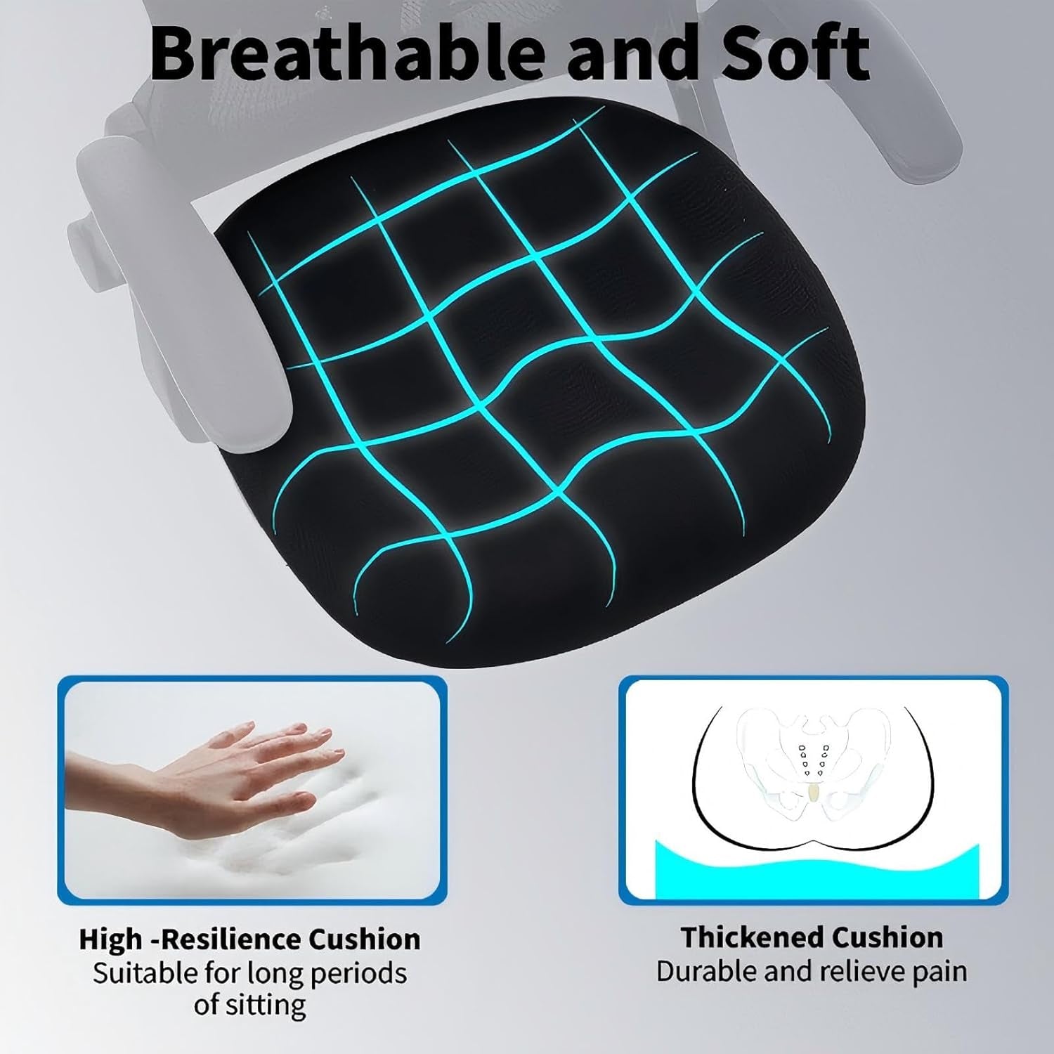 Office Chair, Ergonomic Breathable Mesh,Flip-Up Arms and Adjustable High Back Lumbar Support,Comfy Computer Chair for Home Office (Black, 407)