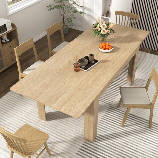 59"-86" Extendable Dining Table for 6-10 Person, Wooden Dining Room Table, Modern Extendable Table for Gatherings, Meeting for Small Kitchens, Dining Office Areas(Natural)
