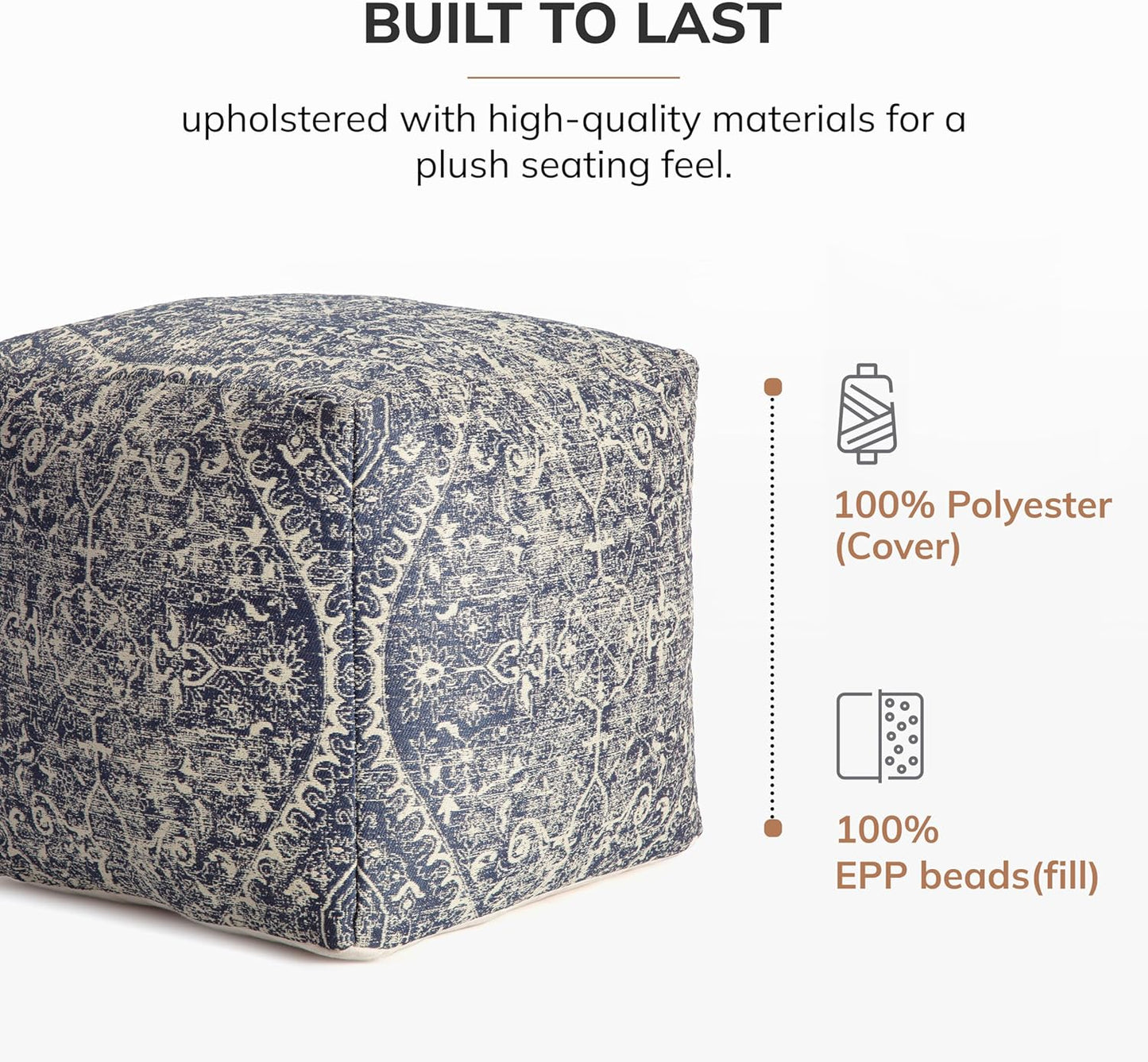 100% Handmade & Handcrafted Comfortable Home Décor Pouf Ottoman Footrest for Living Room, Bedroom, Nursery, Kidsroom, Patio Furniture - Hanalei