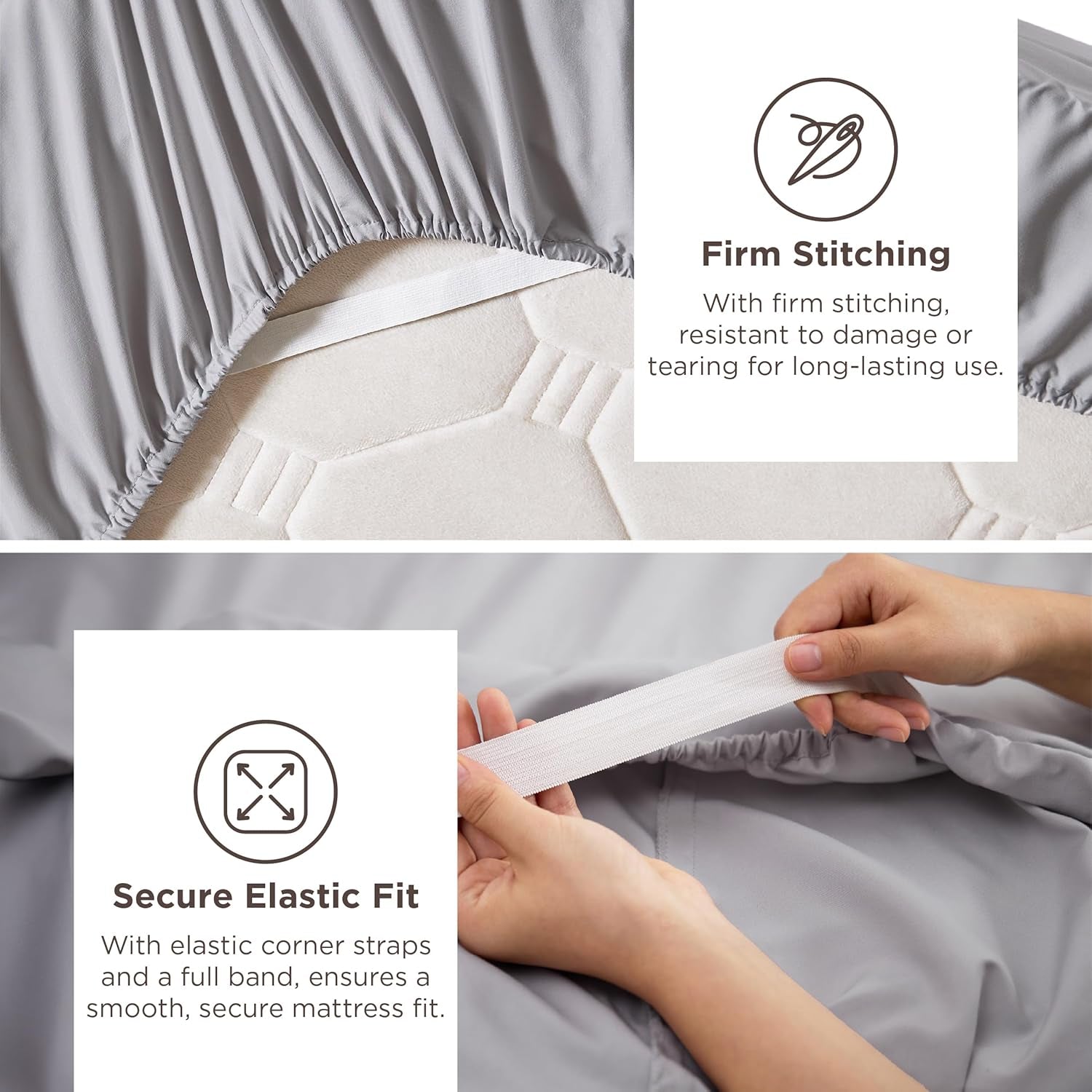 Deep Pocket Queen Sheets Set - Fits Mattresses up to 21 Inches Thick - 4 Piece Gentlesoft Bed Sheets, Moisture Wicking, Soft & Cooling Bedsheet & Pillowcases, Easy & Secure Fit, Light Grey