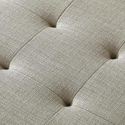 Large Rectangular Upholstered Tufted Linen Fabric Ottoman Bench, Padded Bench with Solid Wood Shelf-Linen