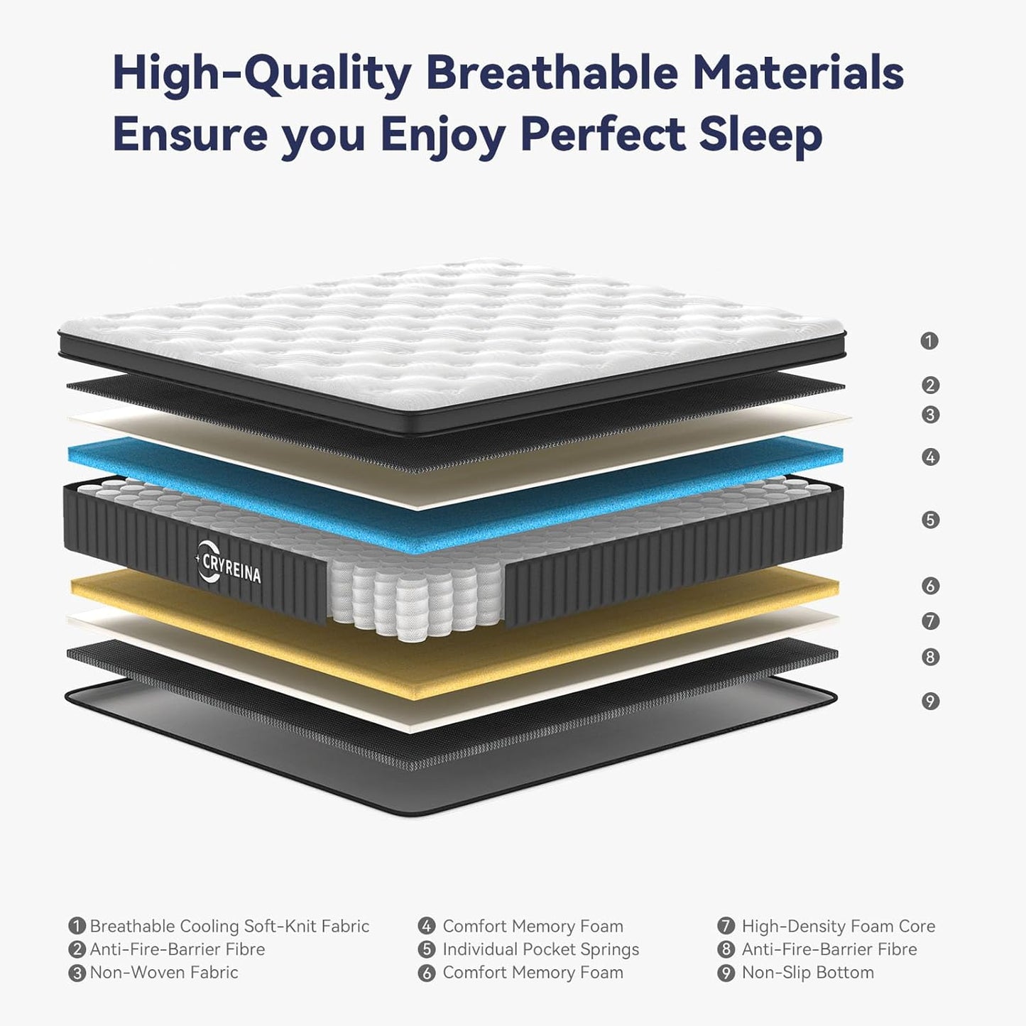 Queen Mattress, 12 Inch Queen Hybrid Mattress in a Box, Upgrade Individually Pocket Springs, Medium Firm, Pressure Relief, Breathable Comfort and Durable, Certipur-Us Certified
