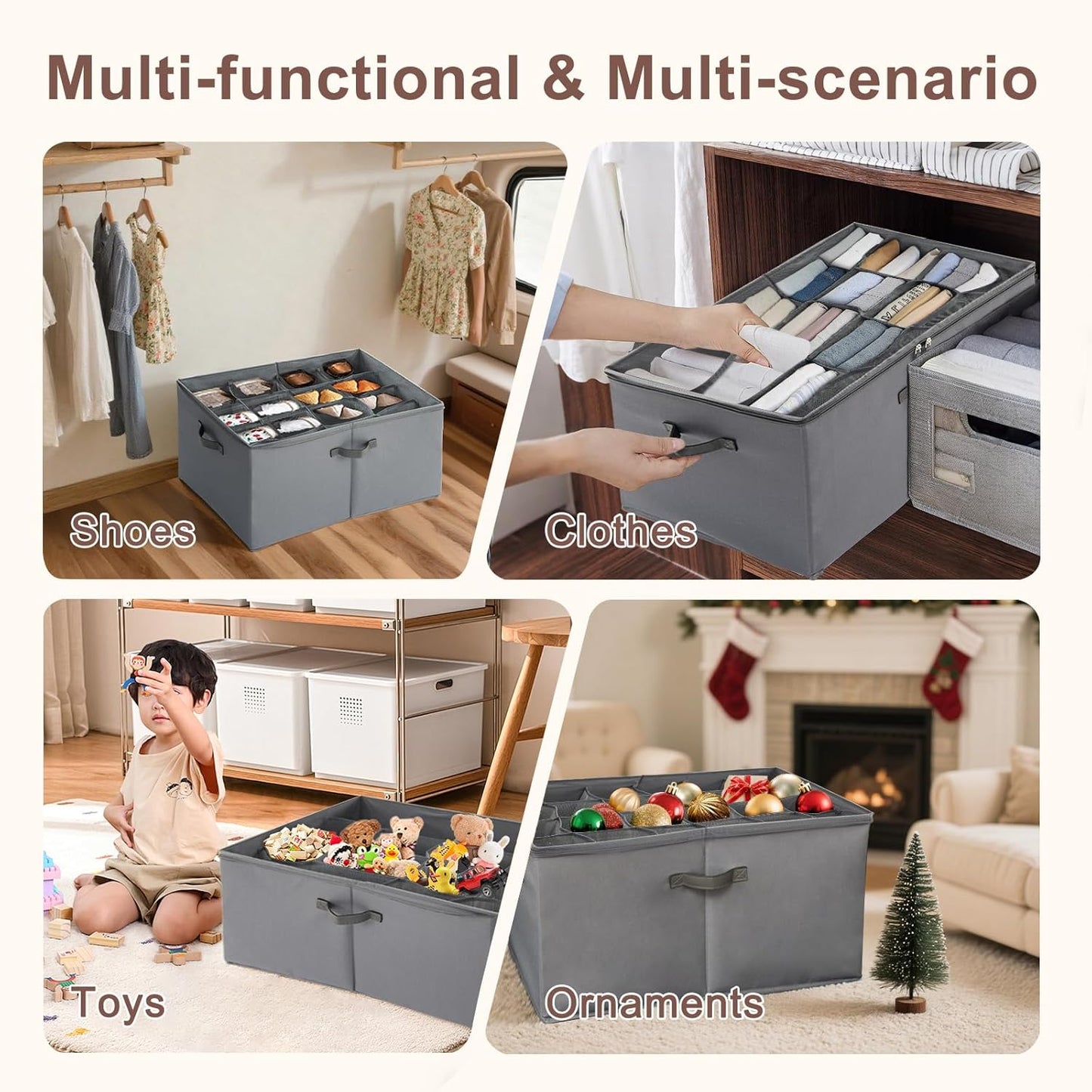 Shoe Organizer for Closet Shoe Storage Boxes Holder Containers Collapsible Fabric Shoes Cube Compact Bins for Dorm, Small Spaces, Fits Sandals, Large Shoes up to 24Pairs