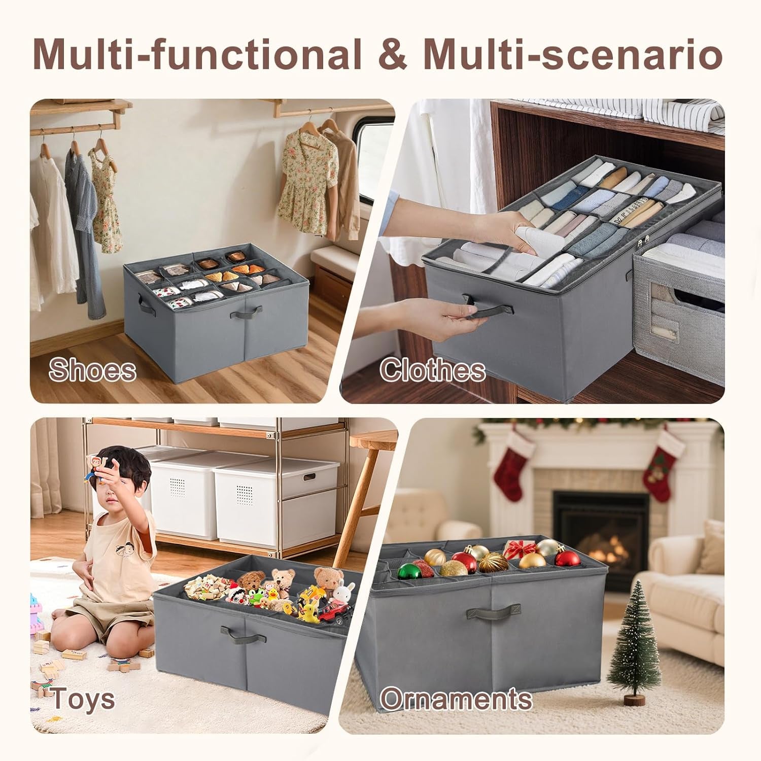 Shoe Organizer for Closet Shoe Storage Boxes Holder Containers Collapsible Fabric Shoes Cube Compact Bins for Dorm, Small Spaces, Fits Sandals, Large Shoes up to 24Pairs