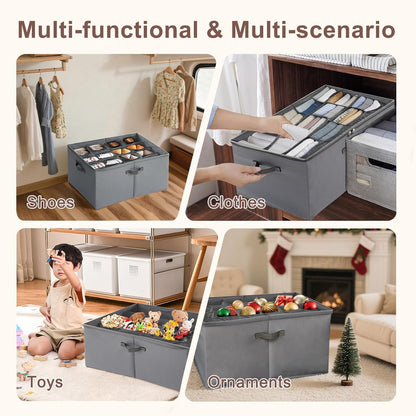 Shoe Organizer for Closet Shoe Storage Boxes Holder Containers Collapsible Fabric Shoes Cube Compact Bins for Dorm, Small Spaces, Fits Sandals, Large Shoes up to 24Pairs