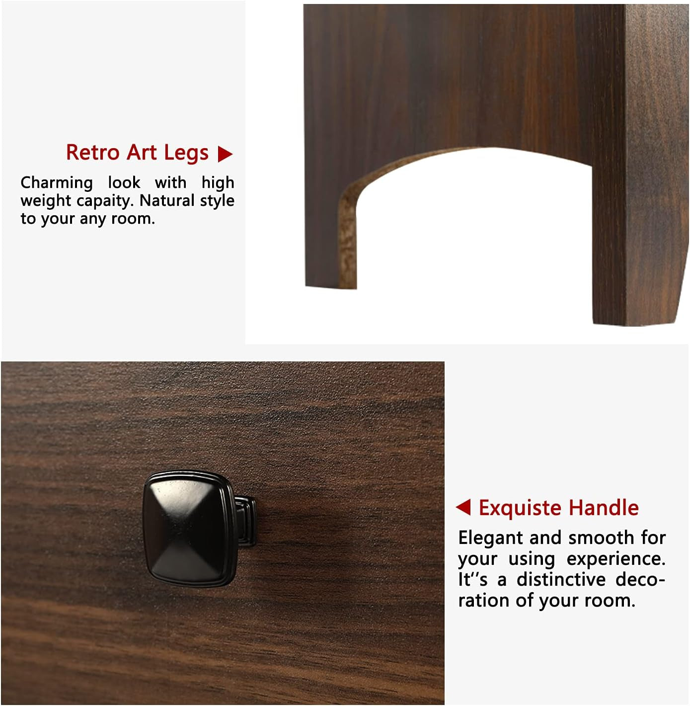 Dresser and Nightstand Set - 3 Pieces Bedroom Set with 7 Drawer Dresser and 2 Drawer Nightstands, Wooden Dresser and Nightstands for Bedroom, Brwon Wood Grain