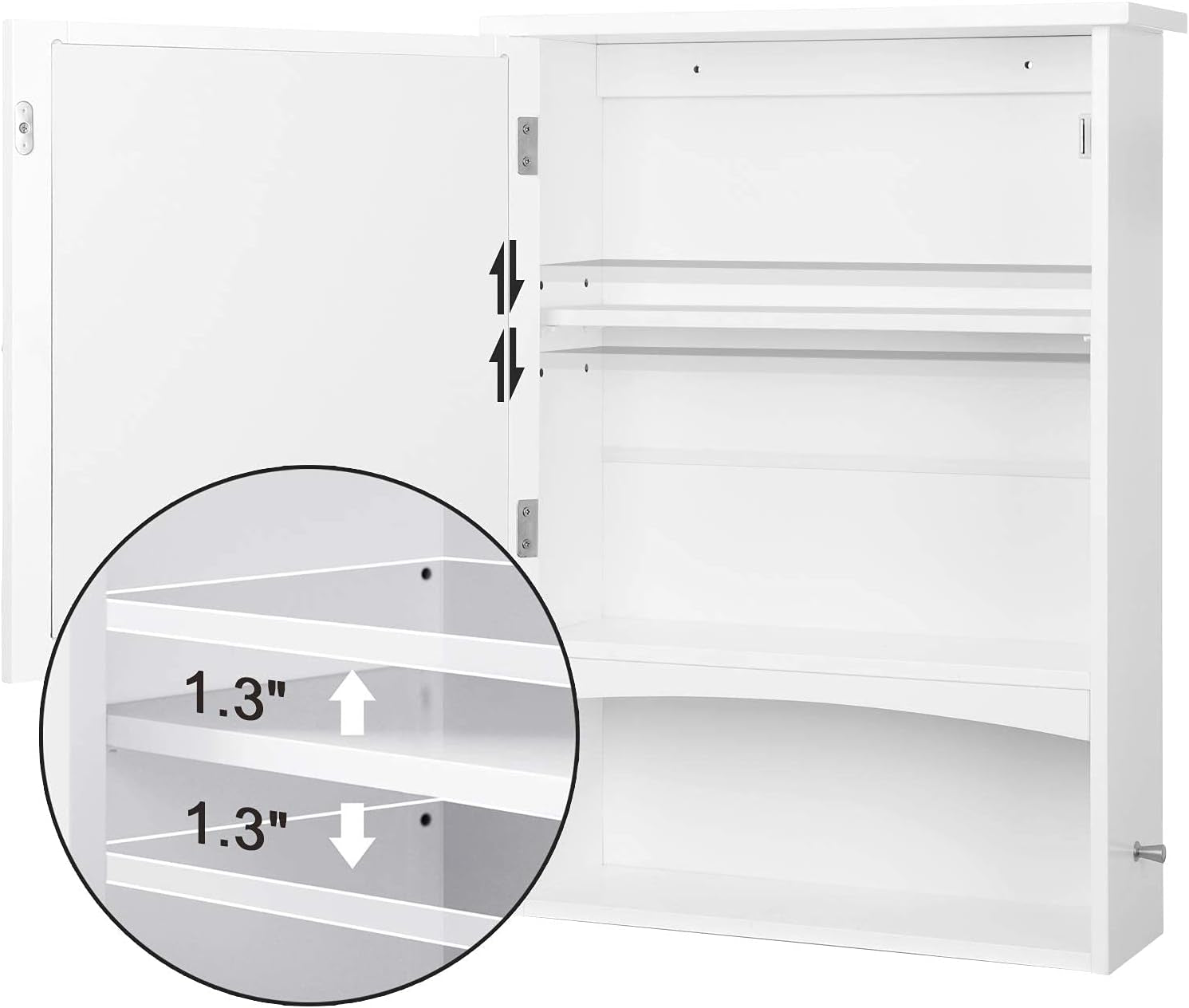 Mirror Cabinet, Bathroom Wall Storage Cabinet, Medicine Cabinet, Wooden, White UBBC21WT