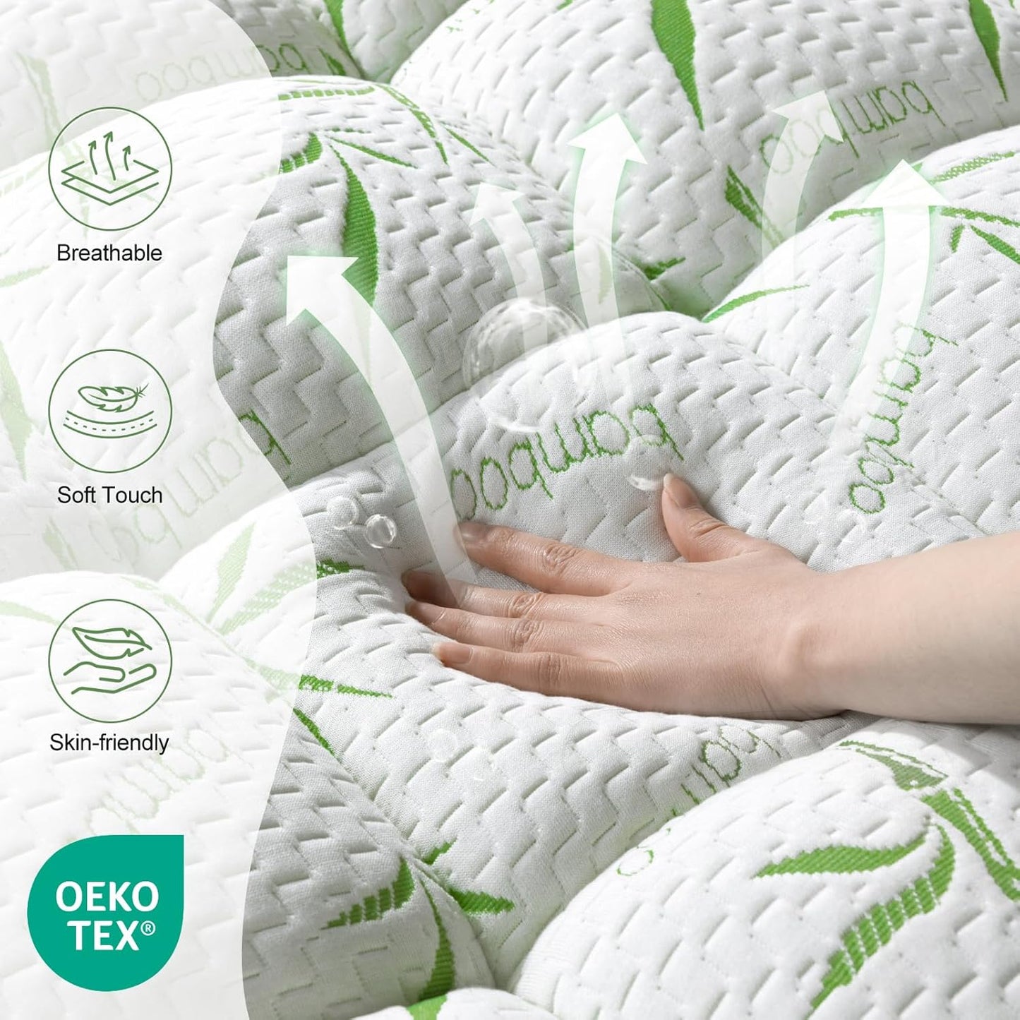 Mattress Topper King Size - 1200GSM 3D+7D down Alternative Fill, Viscose Made from Bamboo Cover, Extra Plush for Back Pain, 8"-18" Deep Pocket(King,78"X80")