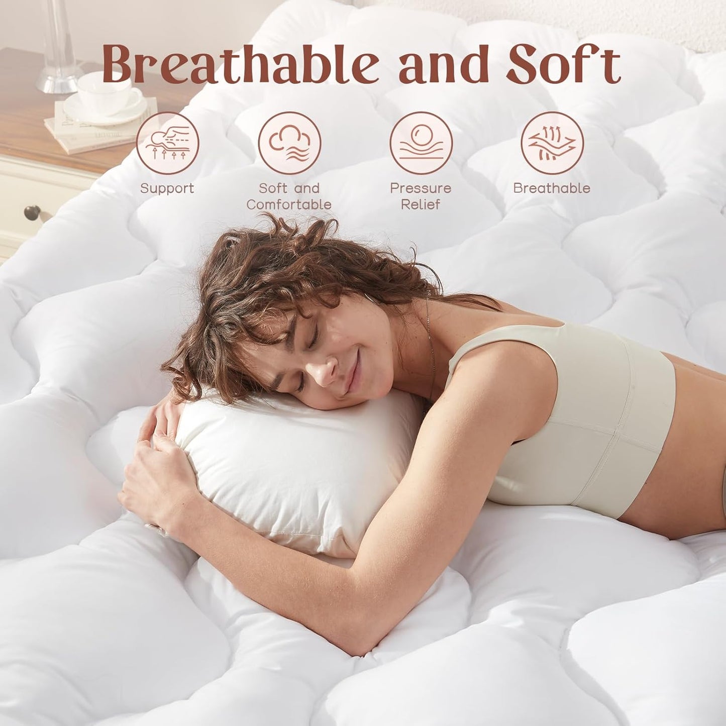 4 Inch Memory Foam Mattress Topper King Size, Filled with Breathable Memory Foam Pillow Topper, Soft Fluffy Supportive Bed Mattress Pad for Back Pain Relief, 80X78X4 Inch