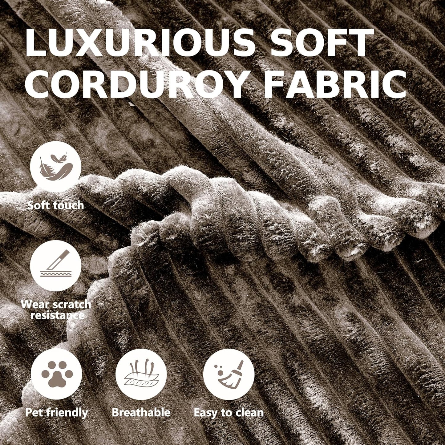 67 Chaise Lounge Chair Indoor,Oversized Boneless Single Sleeeper Couch Bed,Corduroy Cloud Sofa with 3 Soft Pillows for Livingroom,Bedroom,No Assembly,(Khaki)