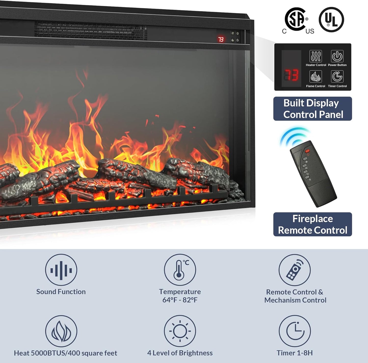 68" Farmhouse TV Stand with Electric Fireplace & Crackling Sound, Media Console with Storage Cabinets & 3 Drawers for Tvs up to 75", Rustic Entertainment Center for Living Room(White)