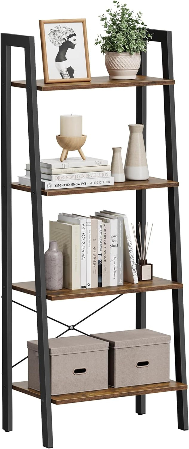 Bookshelf, 5-Tier Narrow Book Shelf, 11.8 X 13.3 X 66.9 Inches, Ladder Shelf for Home Office, Living Room, Bedroom, Kitchen, Ebony Black and Ink Black ULLS109B56