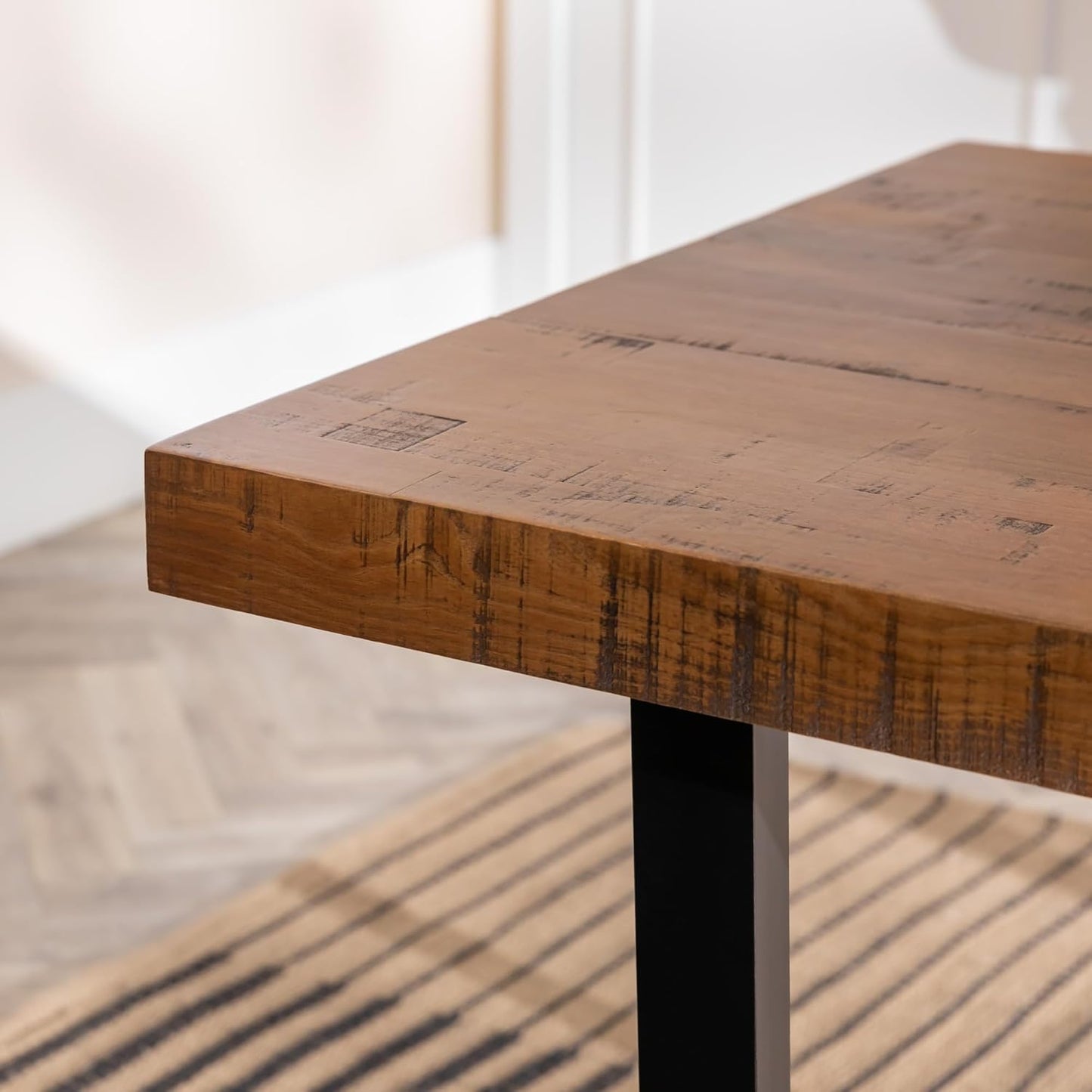 Durango Distressed Solid Wood Dining Table, 72 Inch, Rustic Oak