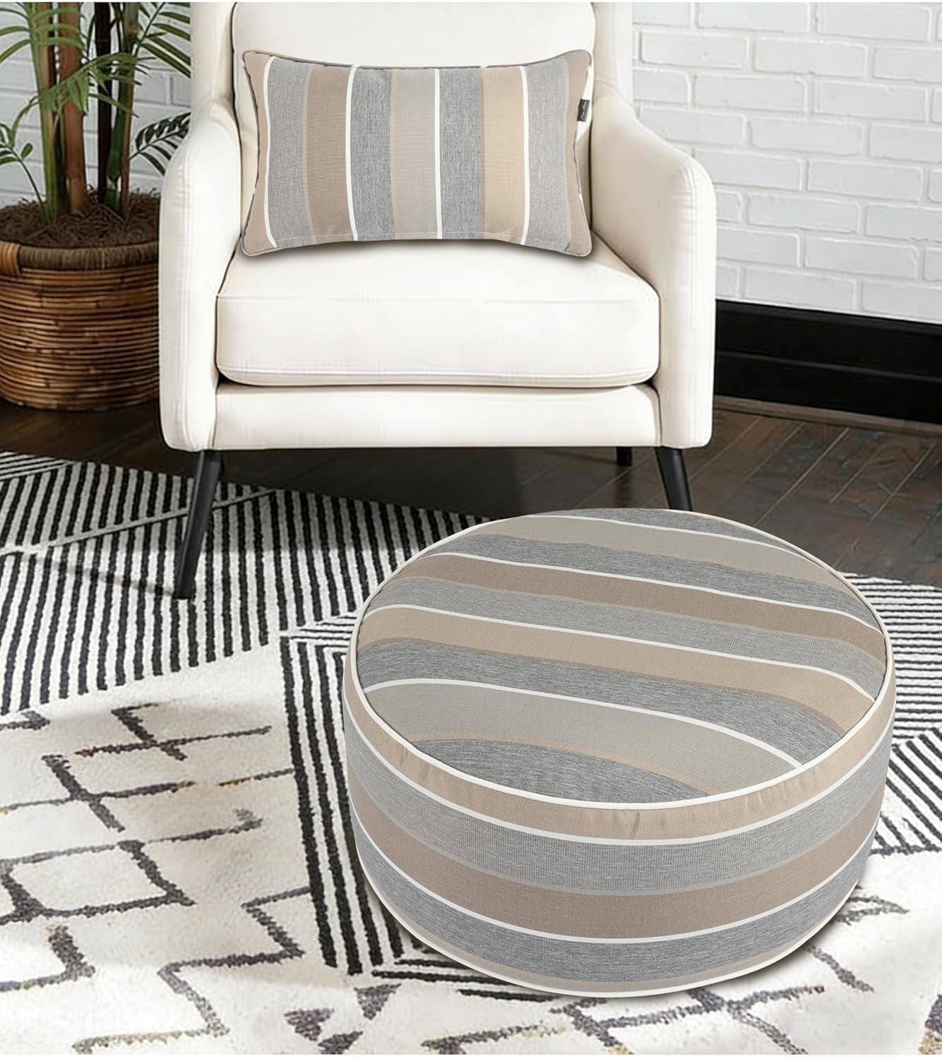 Waterproof Outdoor Lumbar Pillow Covers Set of 2,Home Decor for Garden Patio Furniture,Couch,Sofa 12"X20" Inch Decorative Pillows Cover Only,No Insert(Gray Stripe)