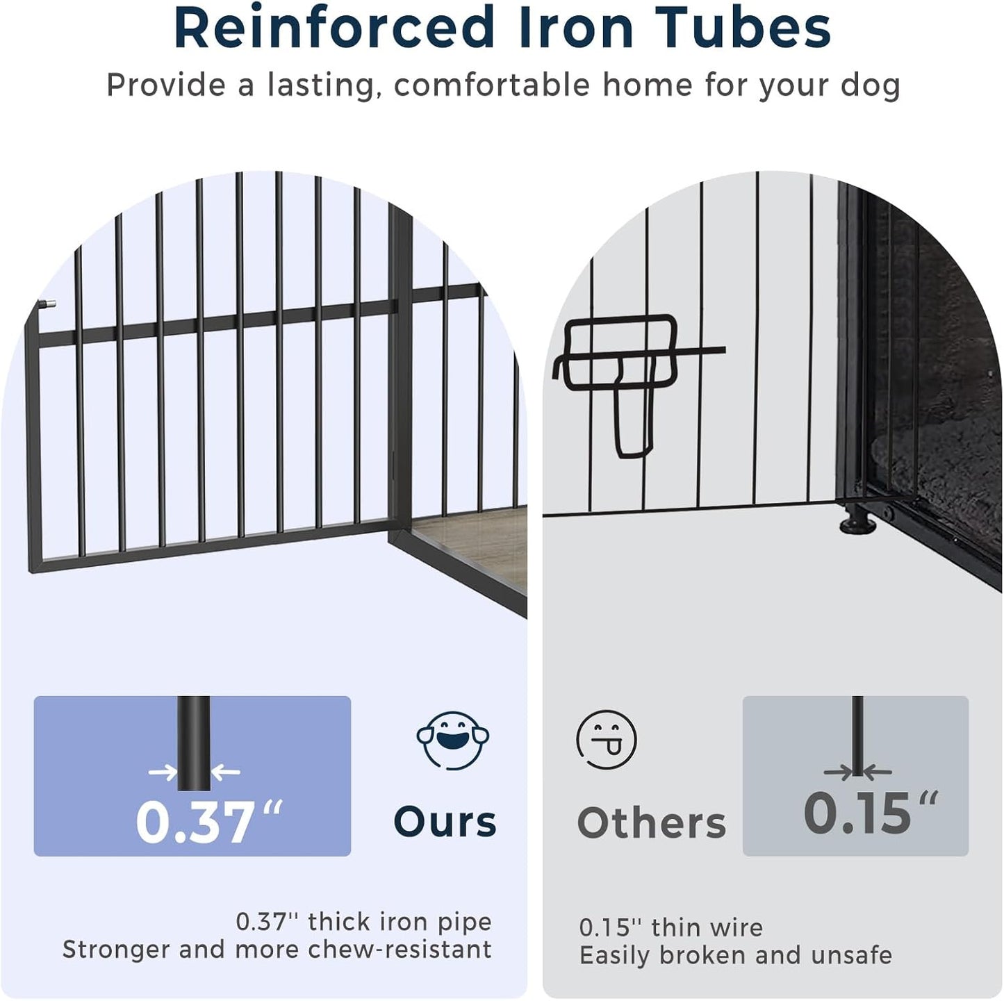 43'' L-Shaped Corner Dog Crate Furniture Large Breed with Double Rooms,Wooden Dog Crate End Table Indoor with Removable Divider for Small to Medium Dogs, Can Use Separately