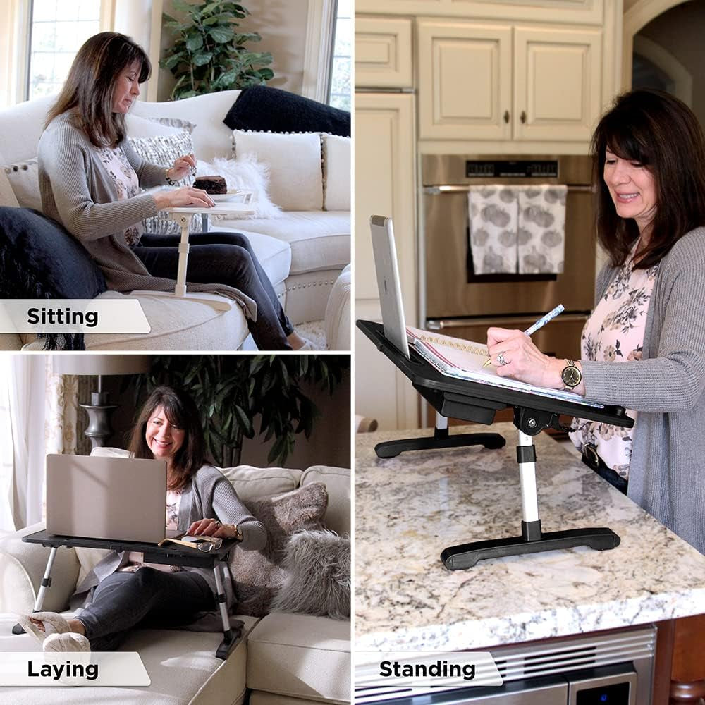 Limitless Totaldesk Portable Modern Workstation and Lap Desk with Adjustable Height & Tilt (Black)