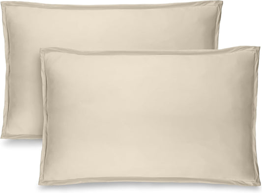 King Pillow Sham Covers - Set of 2 - Premium 1800 Ultra-Soft Microfiber - Double Brushed - Stain & Fade Resistant - Bed Pillow Shams - Pillows Not Included (Set of 2, Sand)