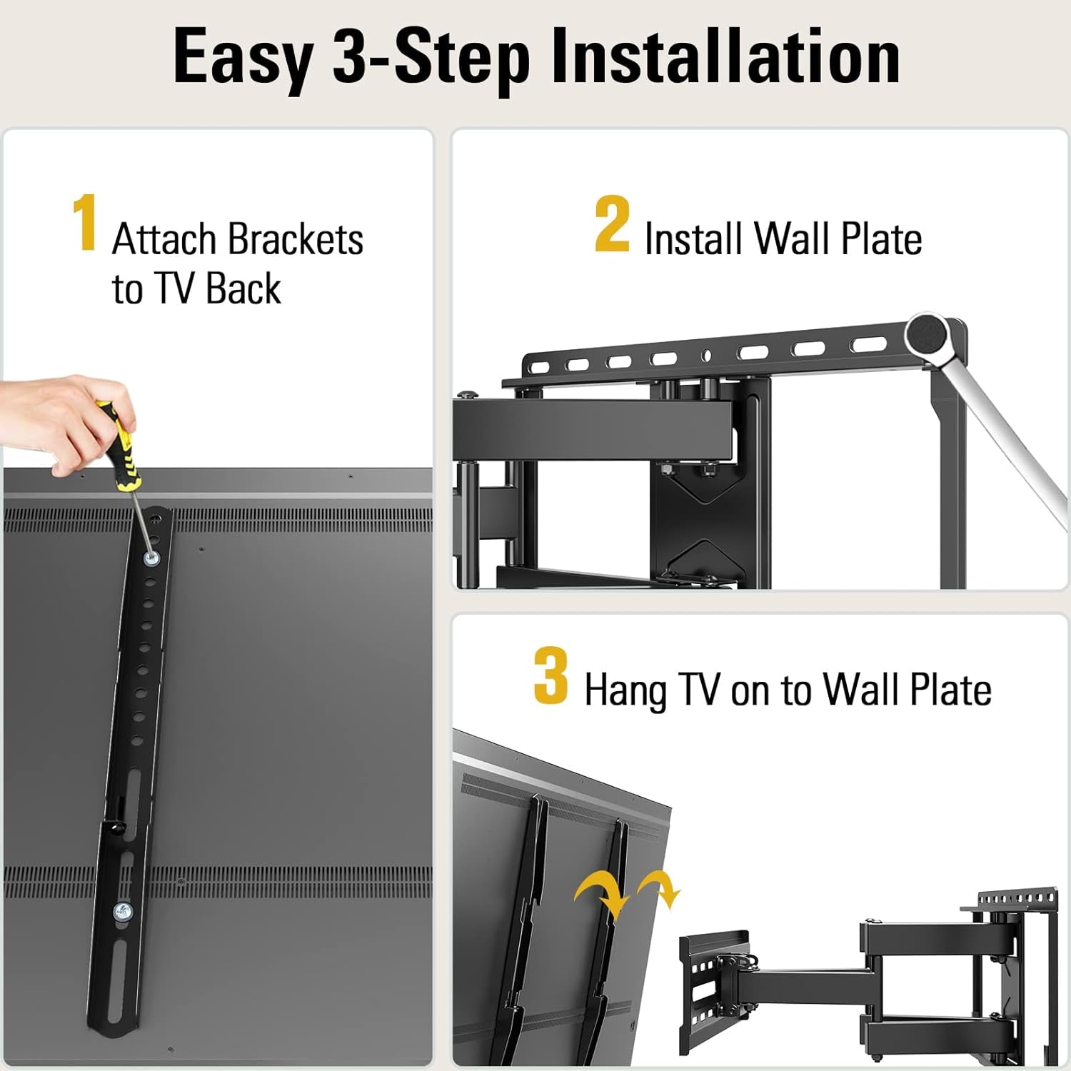 TV Wall Mount for 32-65 Inch Television,Mount with Swivel and Tilt, Full Motion Bracket with Articulating Dual Arms, Fits 16Inch Studs, Max VESA 400X400 Mm, 99Lbs, MD2380