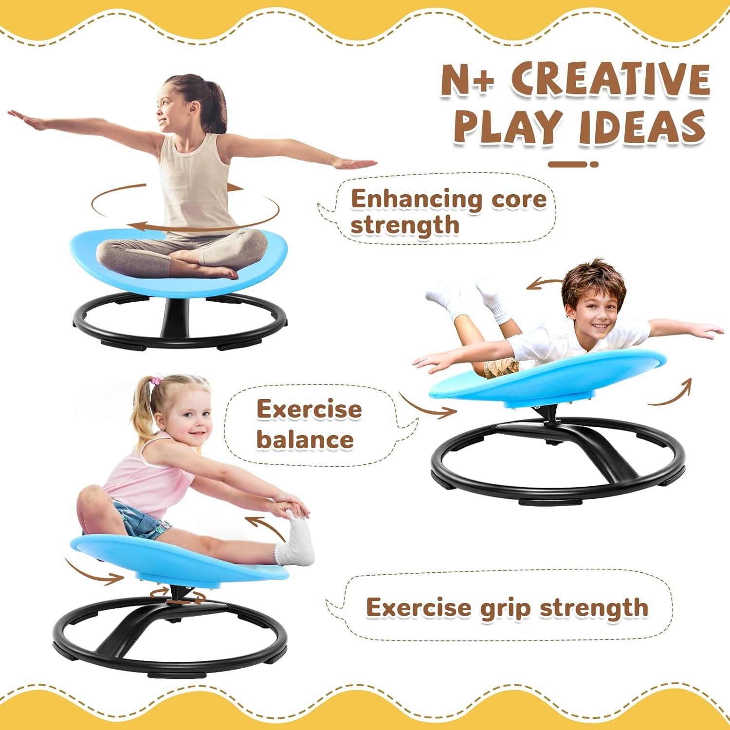Spinning Chair for Autistic Kids (3-18 Years), Sensory Swivel Chair for Teens with Adhd/Autism – 21×19 Inch 220LBS Weight Capacity Seat – Sit and Spin Calming Toy for Body Balance (Blue)