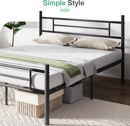 Full Size Bed Frame with Headboard and Footboard, 14 Inch Metal Platform Bed Frame, under Bed Storage, Strong Metal Slats Support, Mattress Foundation No Box Spring Needed