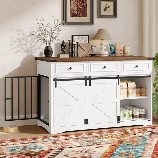 Dog Crate Furniture Ideal for Med and Large Dogs' Indoor Kennel. Modern Style, Durable Cage. Washable Interior, Table or TV like Function, Corner Friendly